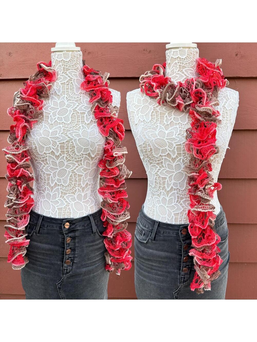 Cherry Mocha Ruffle Boa Scarf